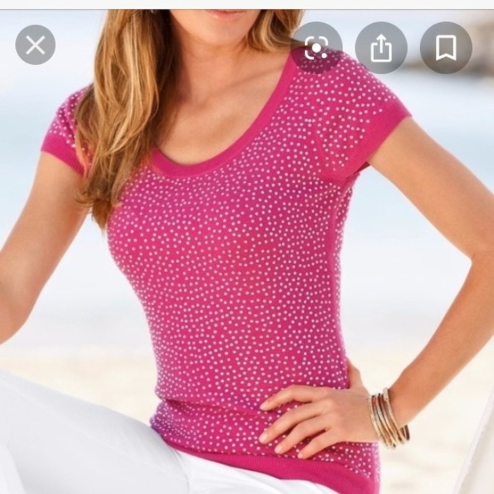 Boston Proper Pink rhinestone blouse